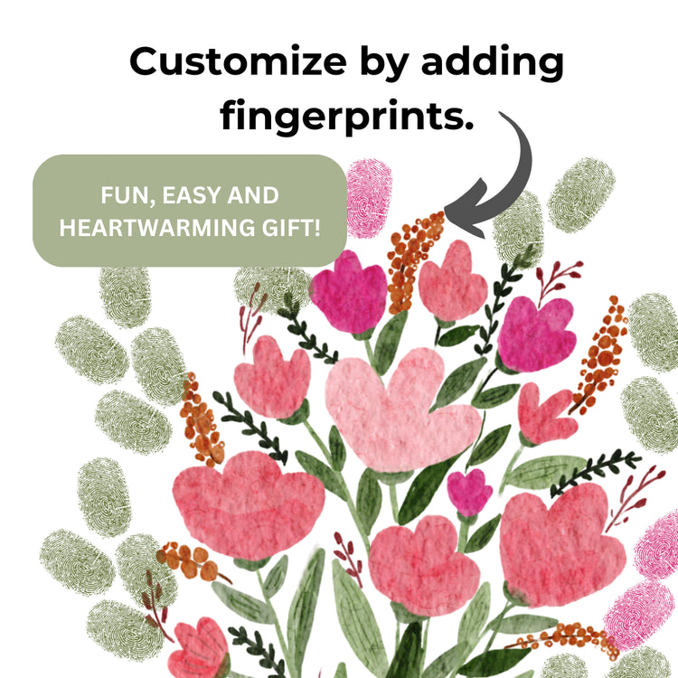 Printable Flower Arrangement Fingerprint Art