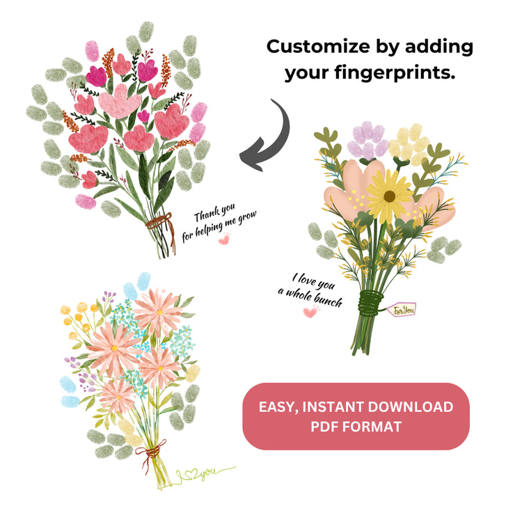 Printable Flower Arrangement Fingerprint Art