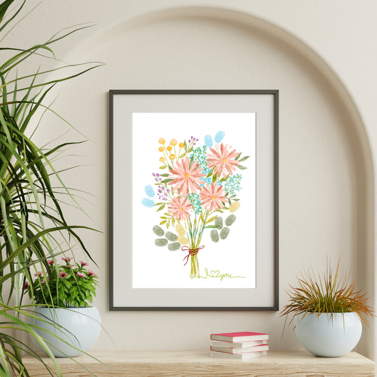 Printable Flower Arrangement Fingerprint Art