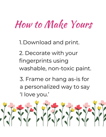 Printable Flower Arrangement Fingerprint Art