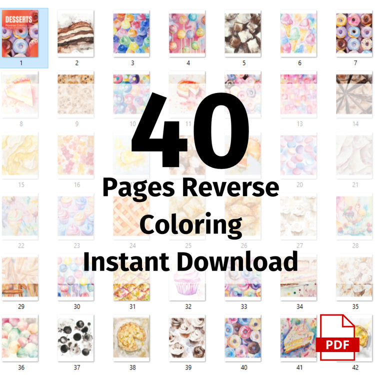 Dessert Reverse Coloring Pages – Printable Art for Sweet, Creative Breaks (40 Pages!)