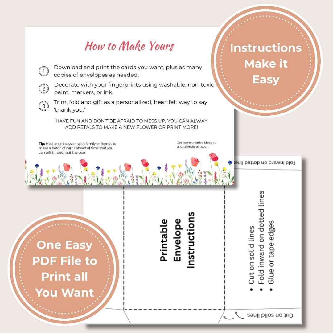 Back-to-School Teacher Thank-You – Printable Fingerprint Flower Cards