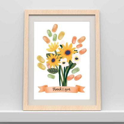 Printable Fingerprint Thank You Cards – Flower Bouquets
