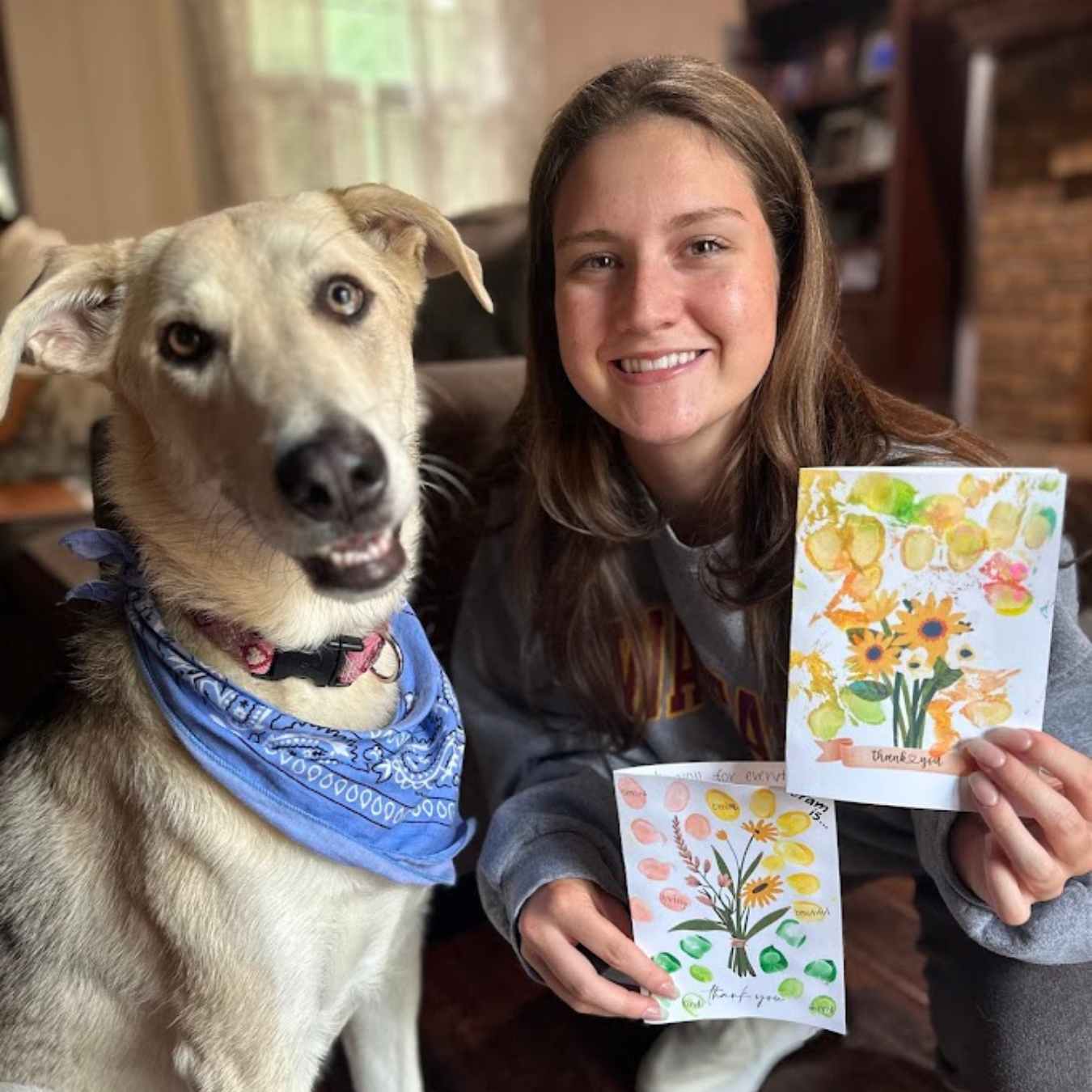 Printable Fingerprint Thank You Cards – Flower Bouquets