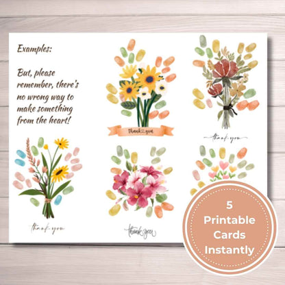 Back-to-School Teacher Thank-You – Printable Fingerprint Flower Cards