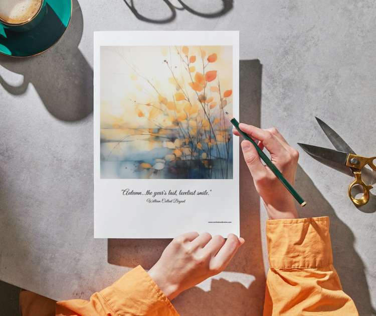 Reverse Coloring – Autumn Reflections Printable Fall Pages with Quotes