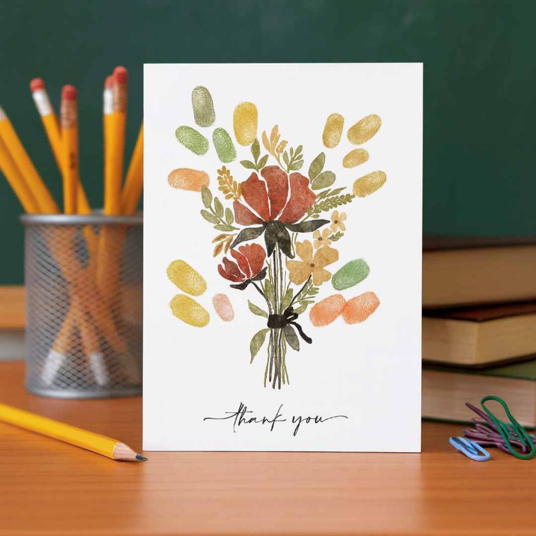 Back-to-School Teacher Thank-You – Printable Fingerprint Flower Cards